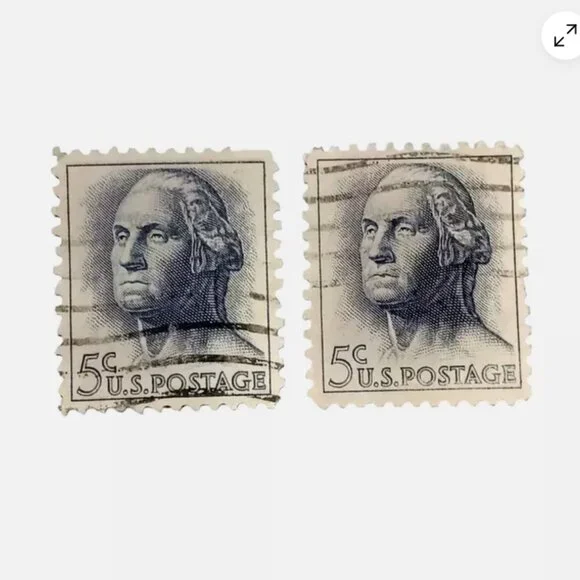 1962 George Washington 5-cent Blue Stamp Set of 2 Used Stamps - Picture 3 of 5
